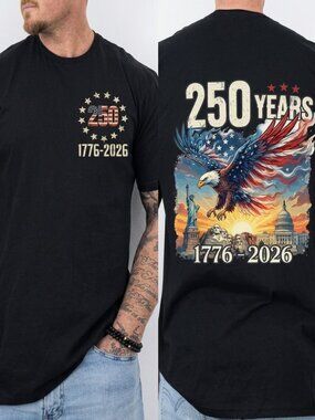 Vintage America 250 Years 1776 2026 Patriotic Eagle Graphic Tee